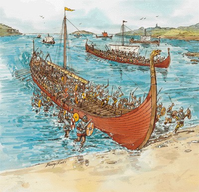 Vikings Beaching Longships
